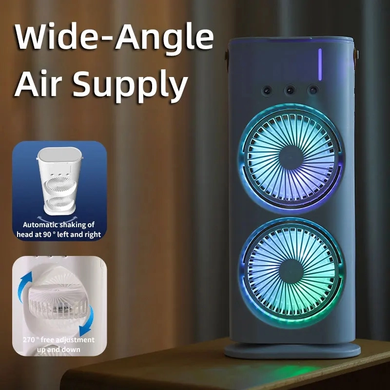 Rechargeable Remote Control Double Head Spray Cooling Fan