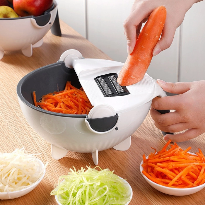 Multifunctional Rotate Vegetables Slicer with Basket 9 in 1